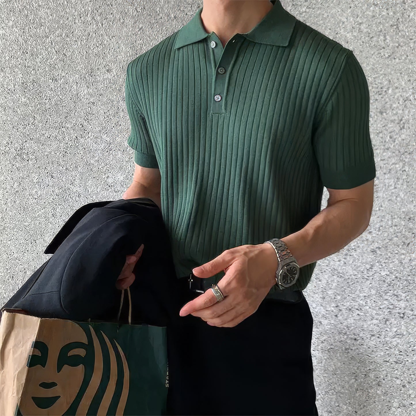 Heritage Threads- Casual Button Knit Polo Shirt